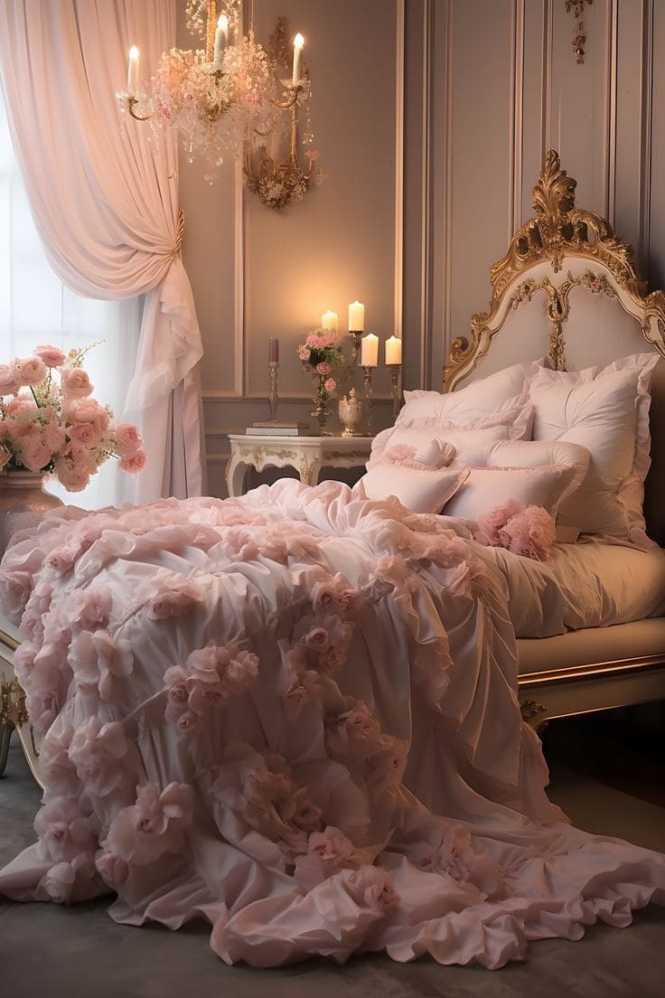 Romantic Rose-Inspired Luxury Bedroom Retreat