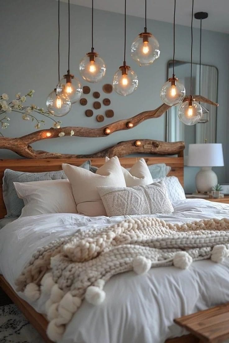 Rustic Driftwood Elegance in a Coastal Bedroom