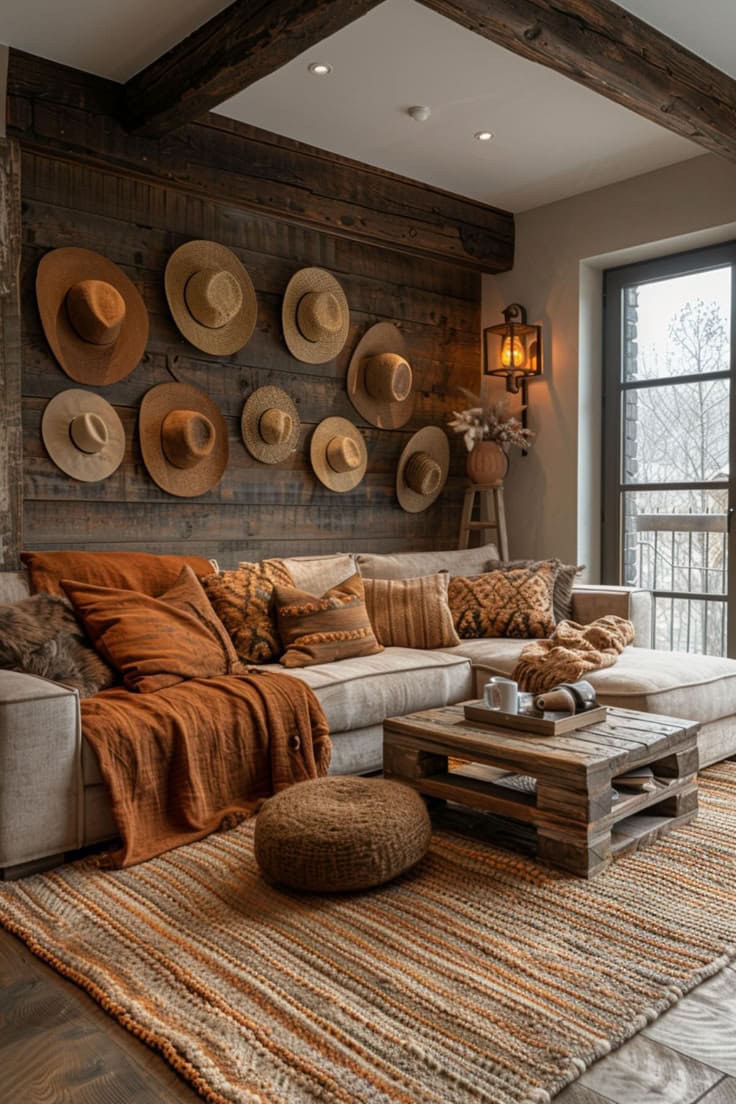 Rustic Hat Wall Display for Cozy Charm