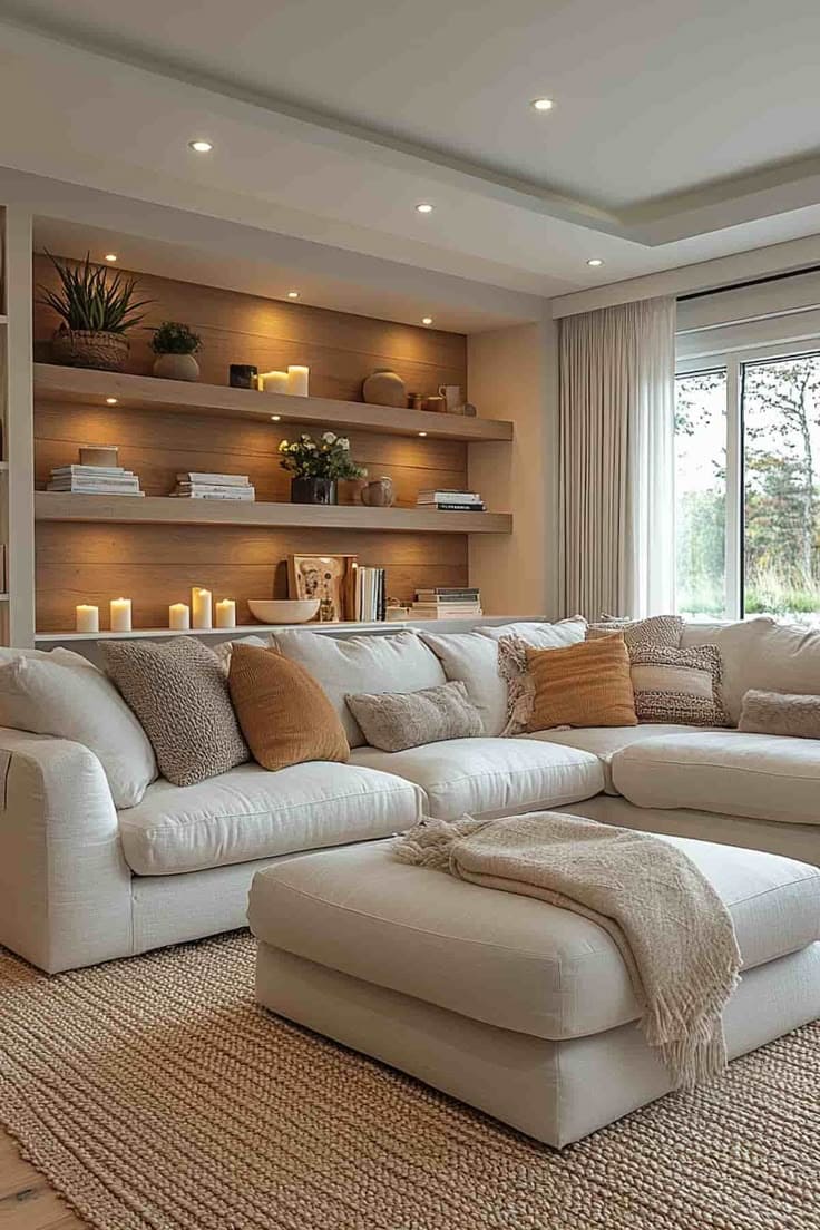 Soft Cozy Neutral Brown Living Room