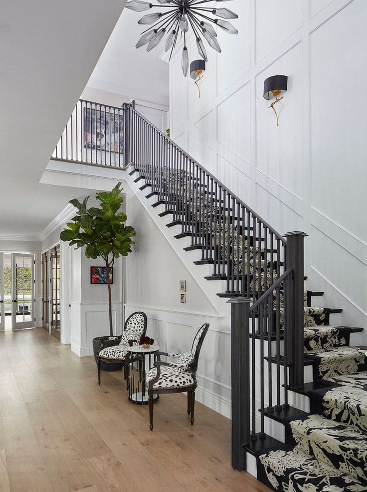 Sophisticated Black and White Stair Elegance