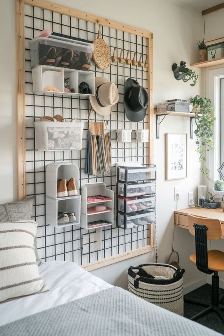 Stylish Grid Wall Organizer for Bedrooms