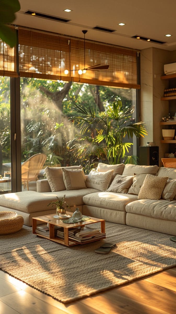 Sun-Kissed Brown and Cream Living Room