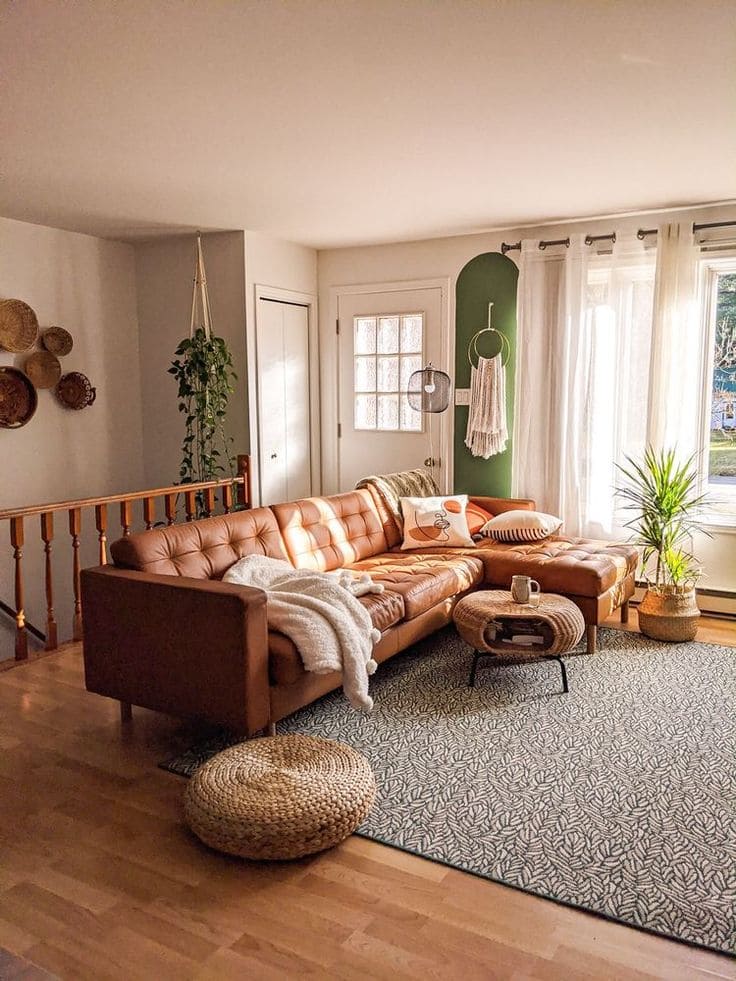 Sun-Kissed Cozy Brown Living Room Nook