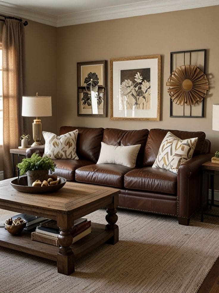 Timeless Classic Brown Leather Living Room