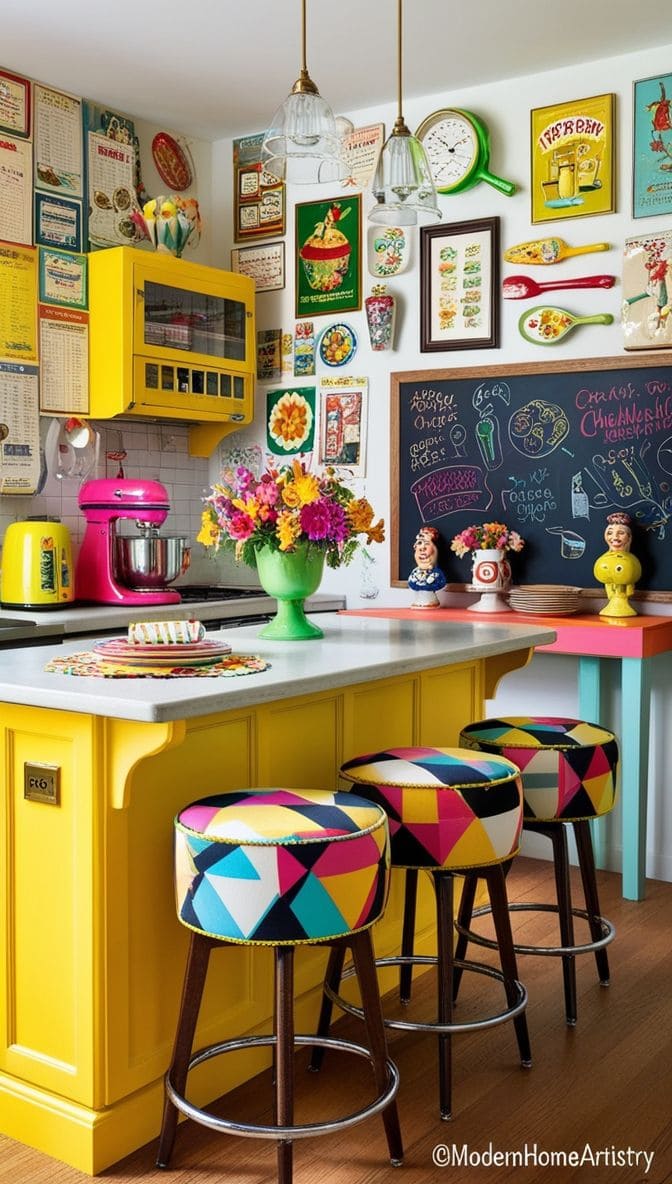 Vibrant Retro Kitchen Bar for Small Spaces