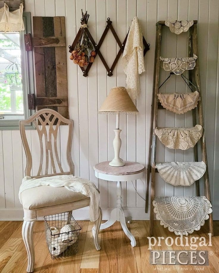 Vintage Ladder Lace Display