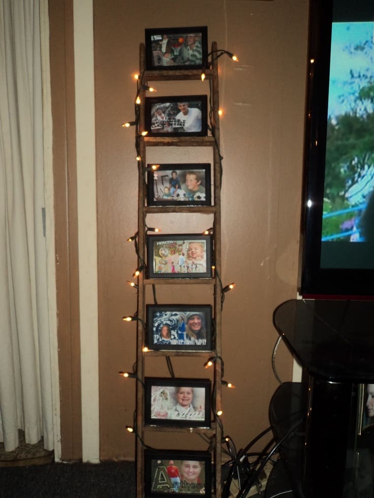 Vintage Ladder Photo Display