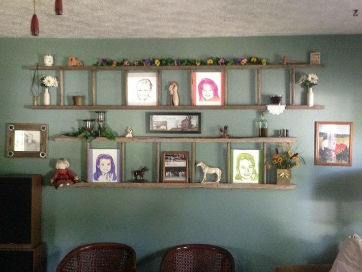 Vintage Ladder Wall Shelves