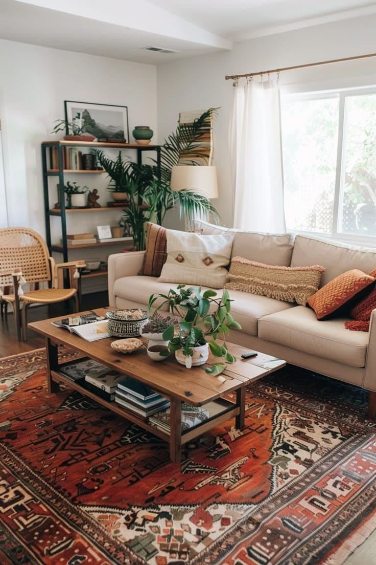 Warm and Rustic Earthy Living Room