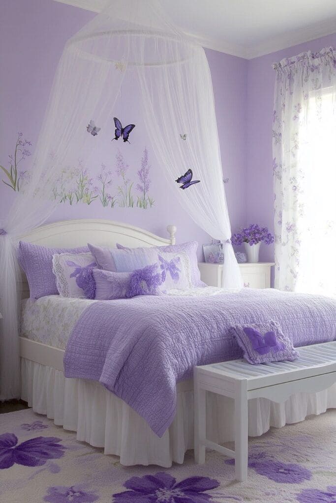 Whimsical Lavender Butterfly Bedroom Escape