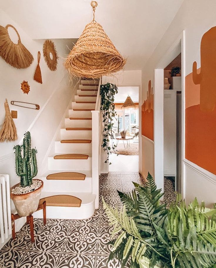 Boho-Chic Staircase with Warm Desert Vibes