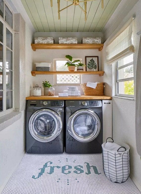 Bright Farmhouse Laundry with Fresh Tile