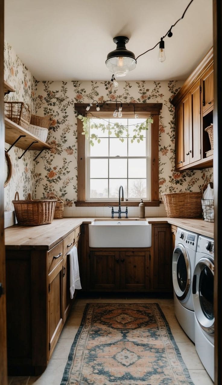 Charming Floral Farmhouse Laundry Retreat