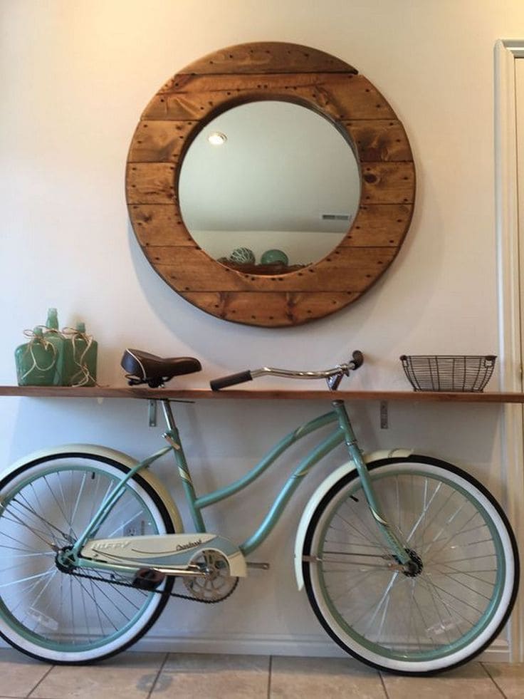 Charming Rustic Mirror Bike Haven