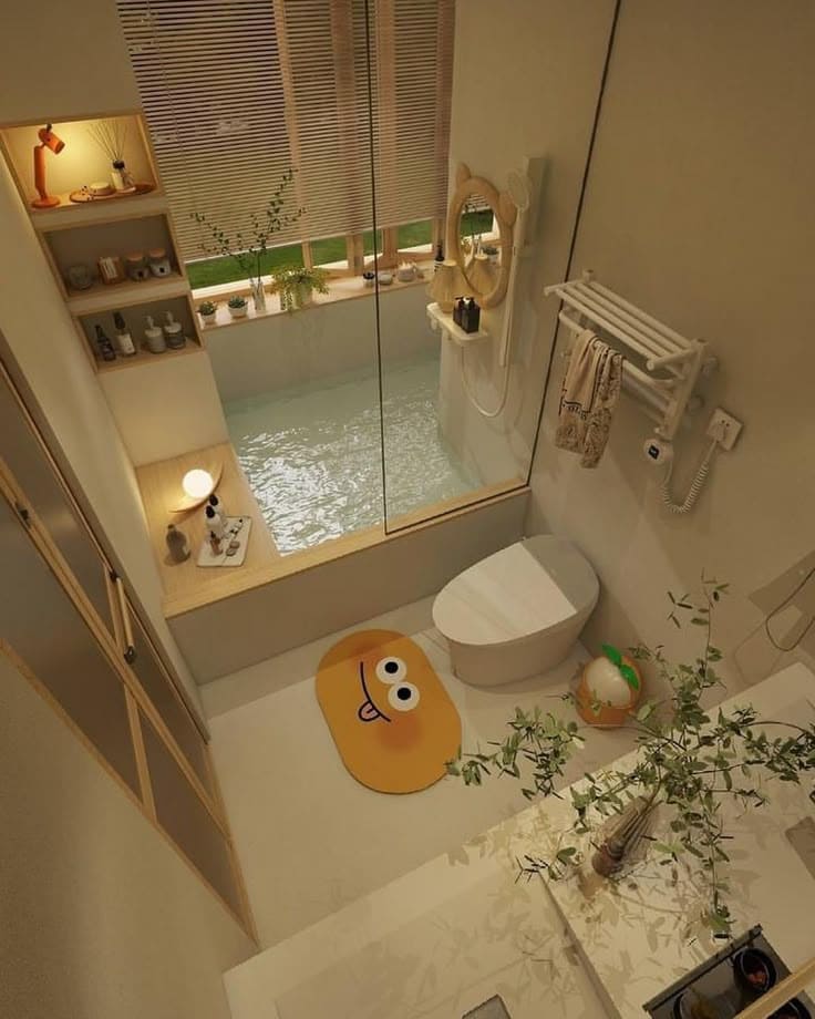 Cheerful Sunken Tiny Bath Retreat