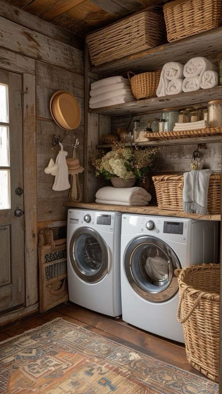 Cozy Farmhouse Laundry with Vintage Flair