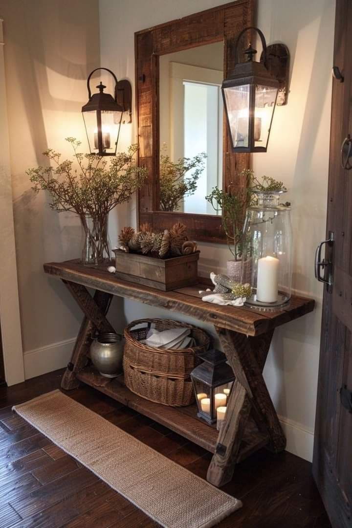 Cozy Lantern-Lit Farmhouse Entryway Nook