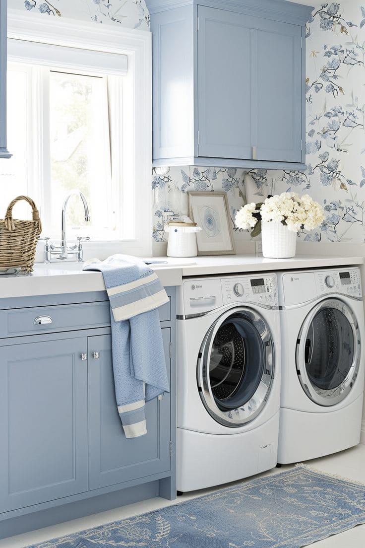 Delicate Floral Tranquility Laundry Room