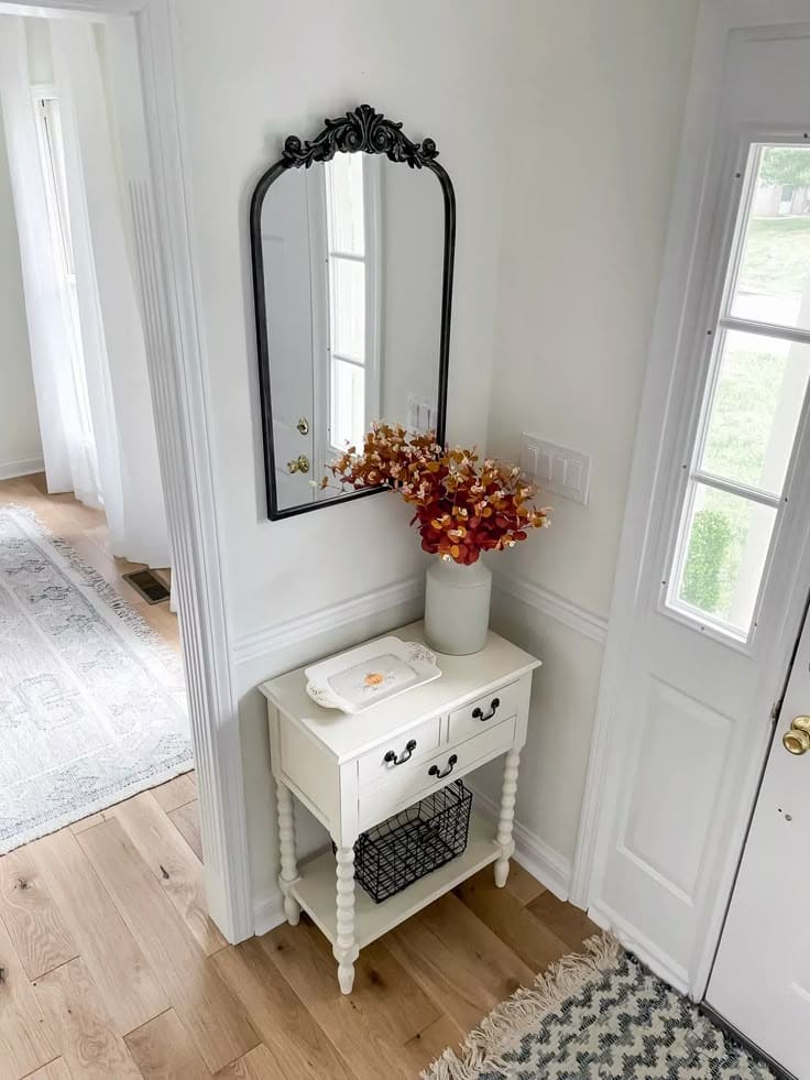 Elegant Arch Mirror Haven with Rustic Charm