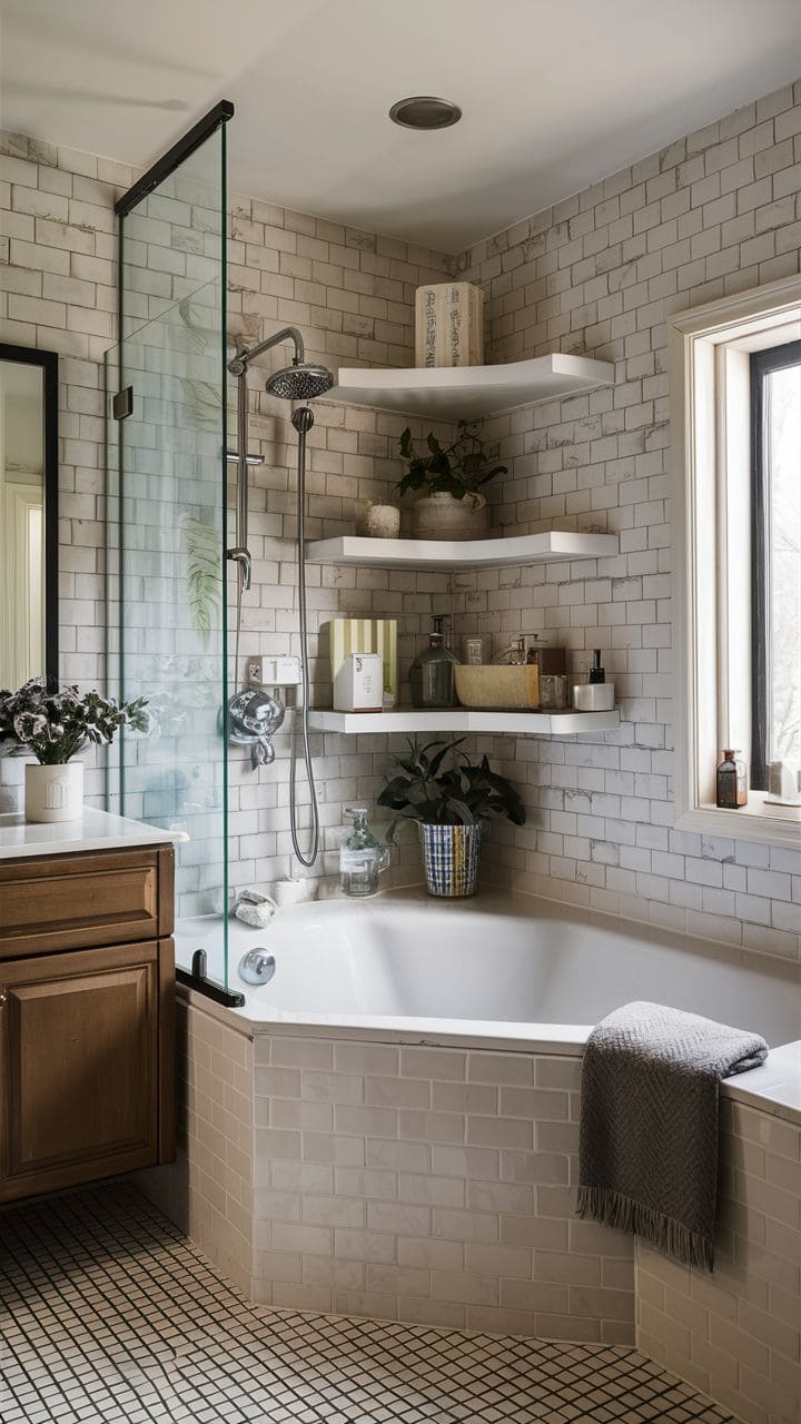 Elegant Corner Tiny Bath Retreat