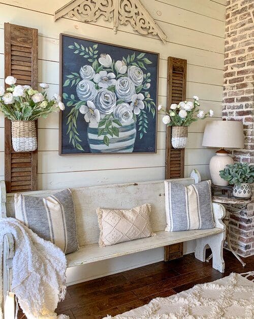 Elegant Floral Entryway Bench Grace