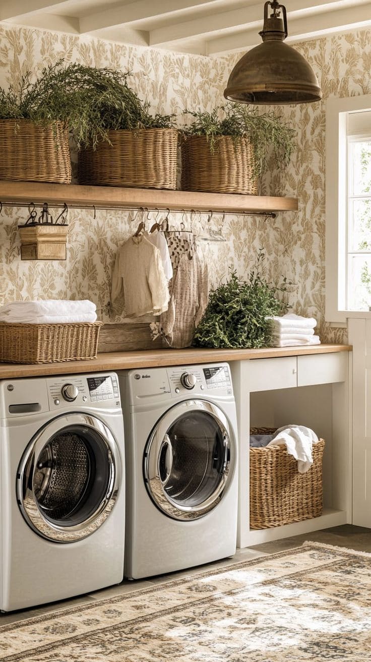 Elegant Floral Farmhouse Laundry Escape