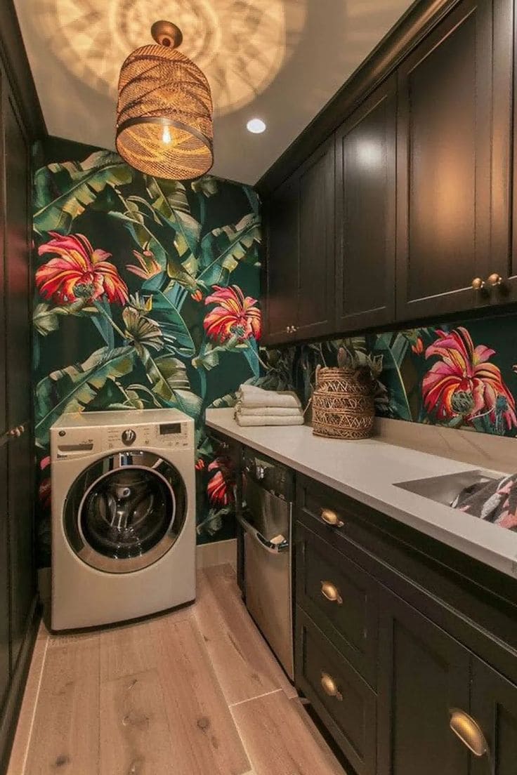 Elegant Floral Haven Laundry Room