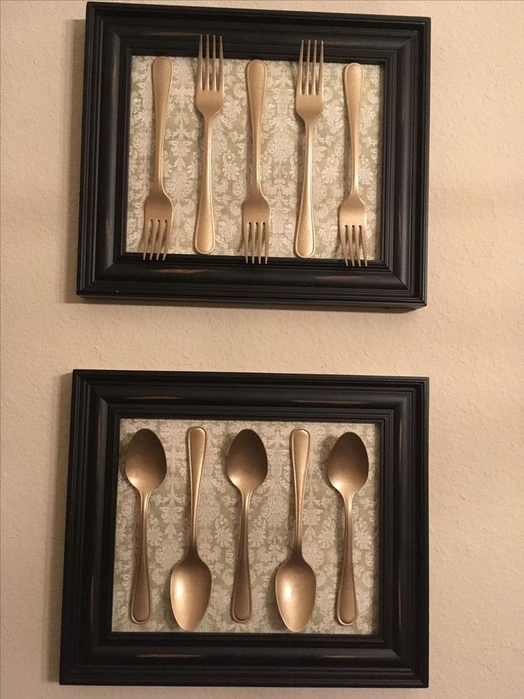 Elegant Golden Cutlery Frame Art