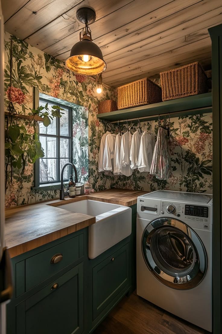 Enchanting Floral Haven Laundry Room