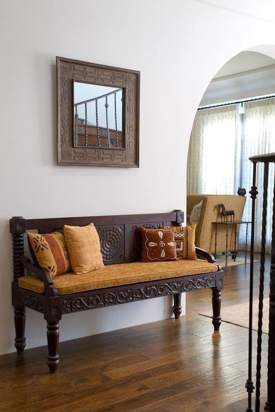 Exquisite Ethnic Mirror Bench with Warmth