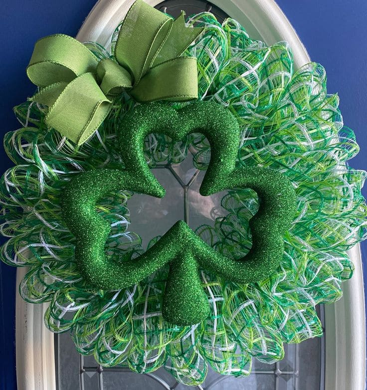 Gleaming DIY St. Patricks Day Wreath with Mesh