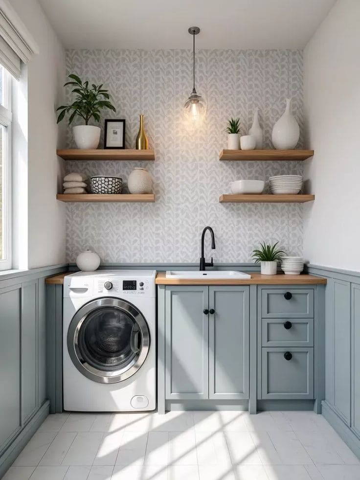 Modern Minimalist Bloom Laundry Room