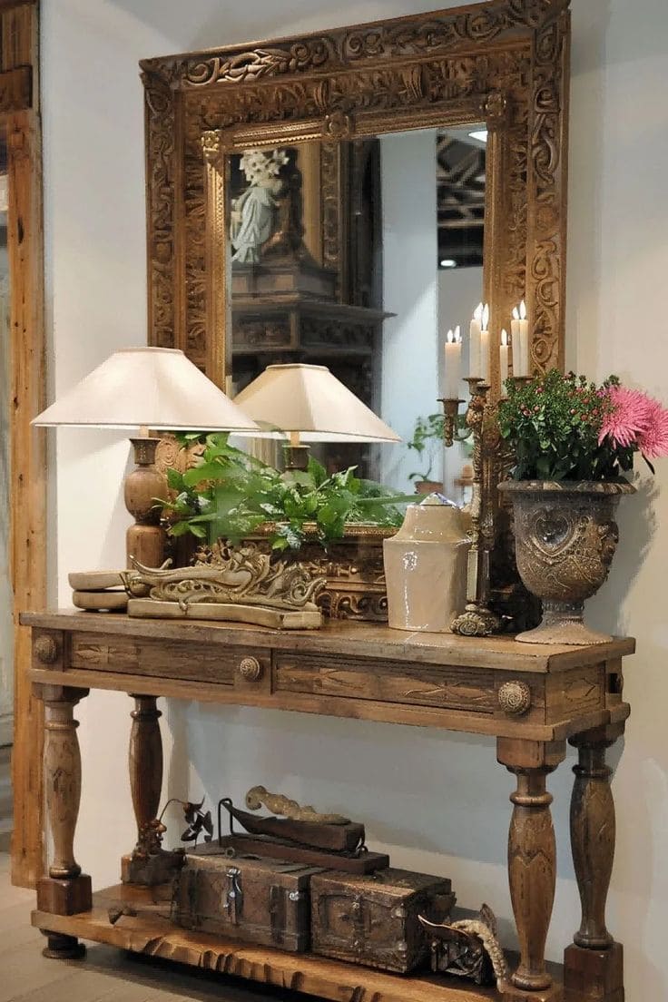 Opulent Antique Mirror Entryway Decor