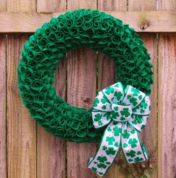 Rosette and Shamrock St. Patricks Wreath