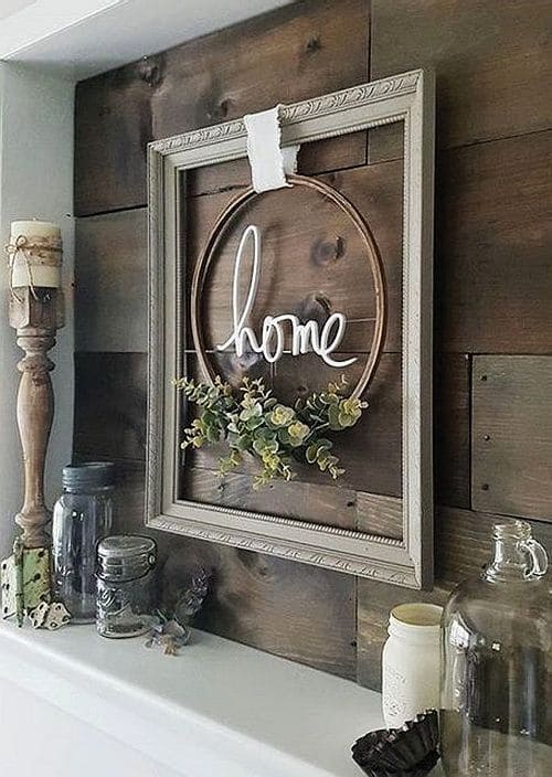 Rustic Home Wreath Frame Sign