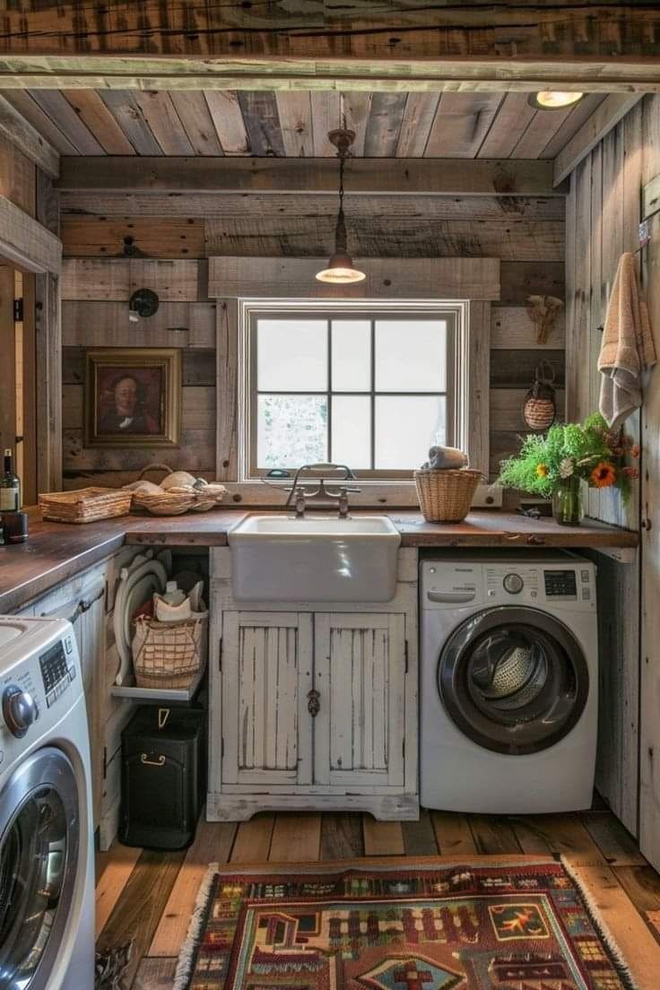 Serene Farmhouse Laundry with Modern Touches