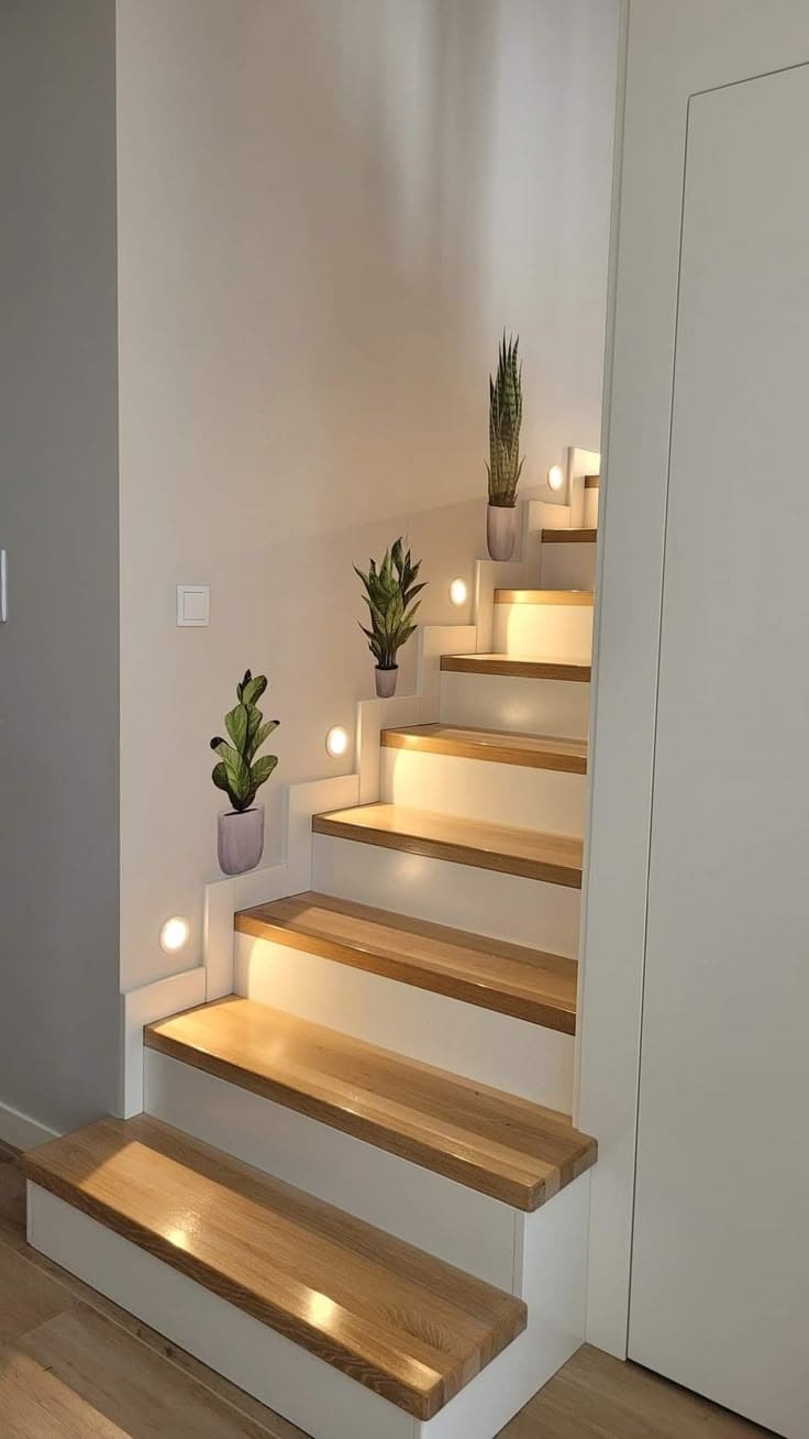 Serene Minimalist Staircase with Soft Glow