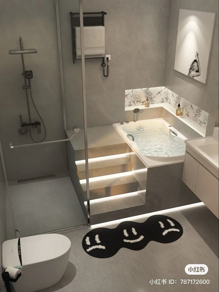 Sophisticated Gray Tiny Bath Retreat
