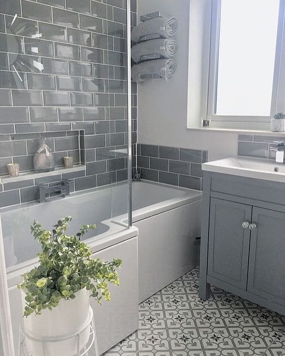 Stylish Gray Tiny Bath Sanctuary