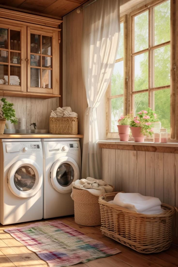 Sunlit Farmhouse Laundry with Vintage Charm