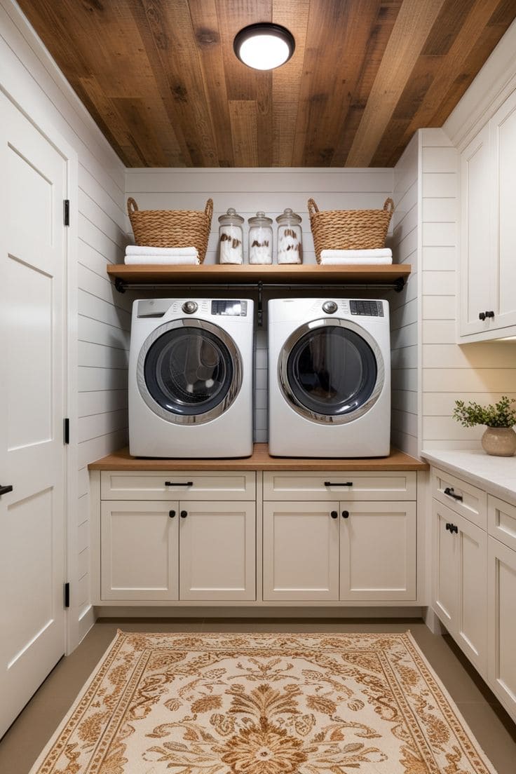 Timeless Farmhouse Laundry with Classic Storage