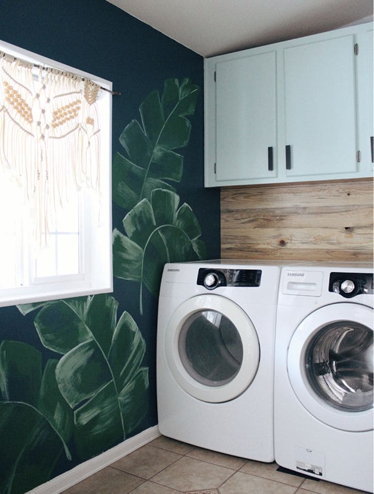 Tropical Leaf Delight Laundry Room