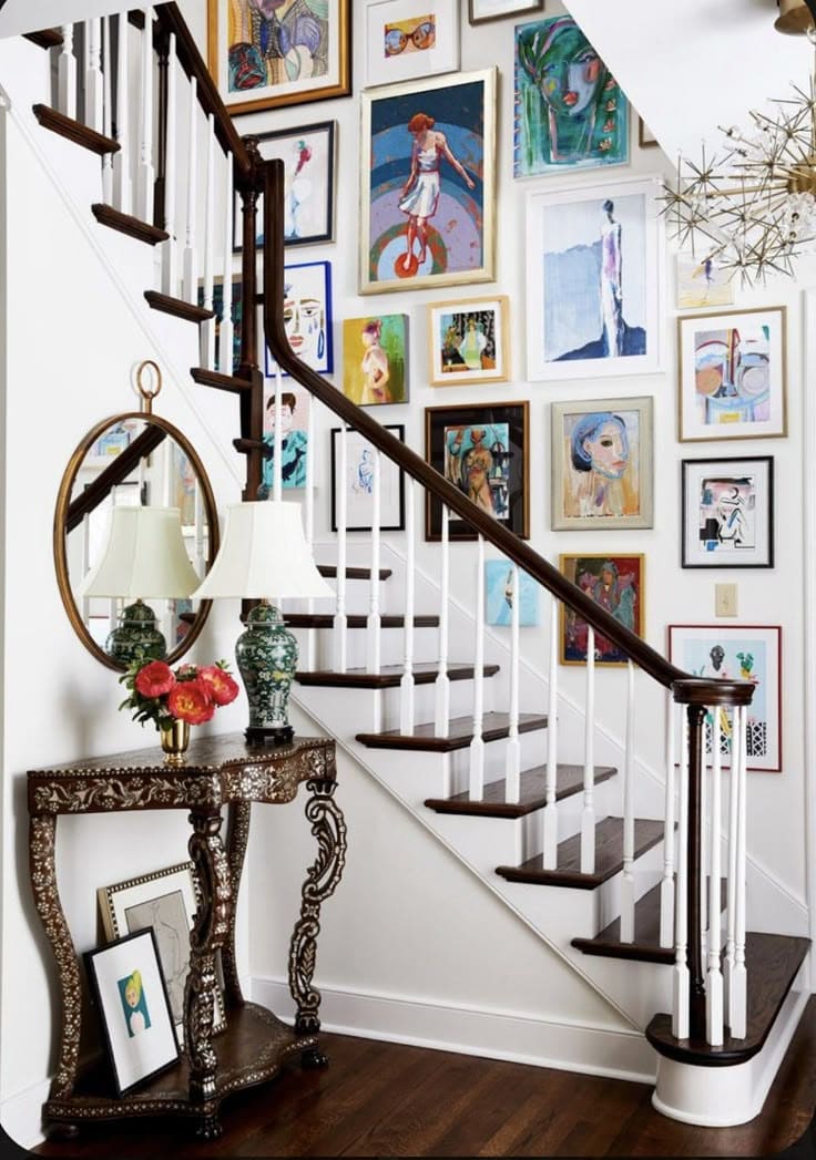 Vibrant Gallery Wall Staircase