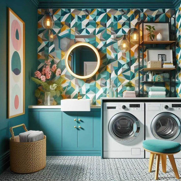 Vibrant Geometric Bliss Laundry Room