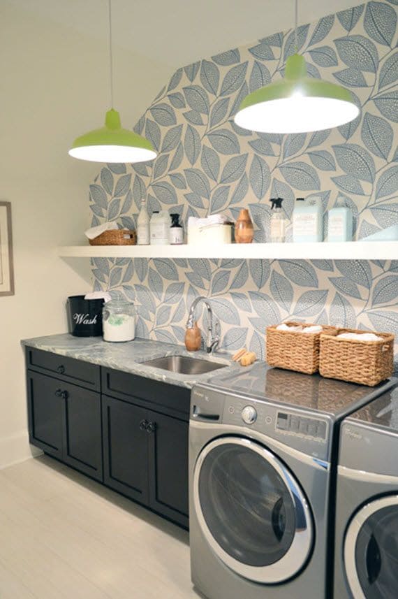 Vibrant Leafy Serenity Laundry Room