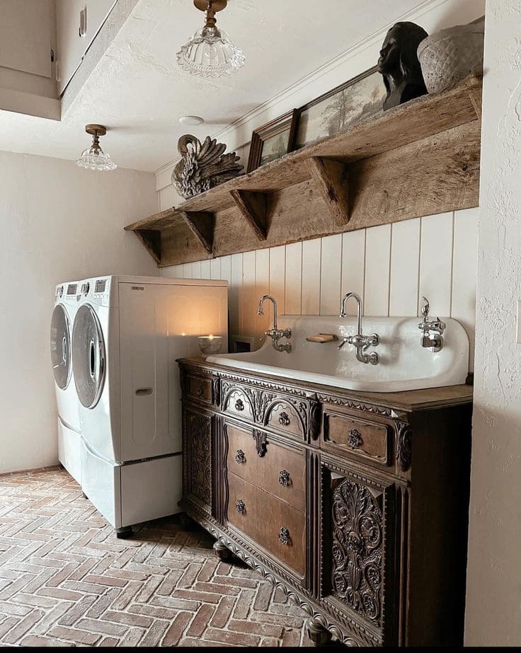 Vintage Ornate Farmhouse Laundry Corner