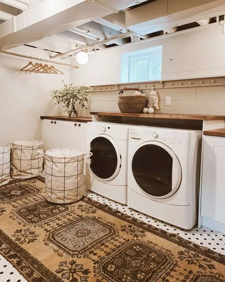 Warm Farmhouse Laundry with Vintage Details