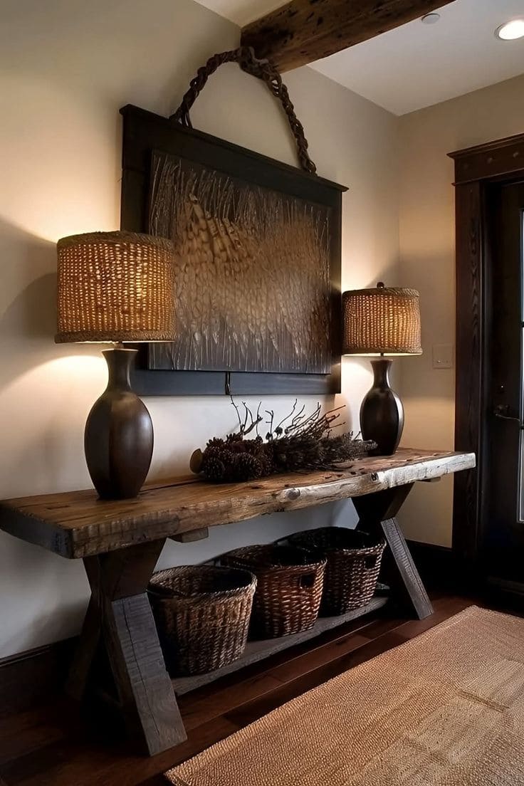 Warm Rustic Console Farmhouse Entryway