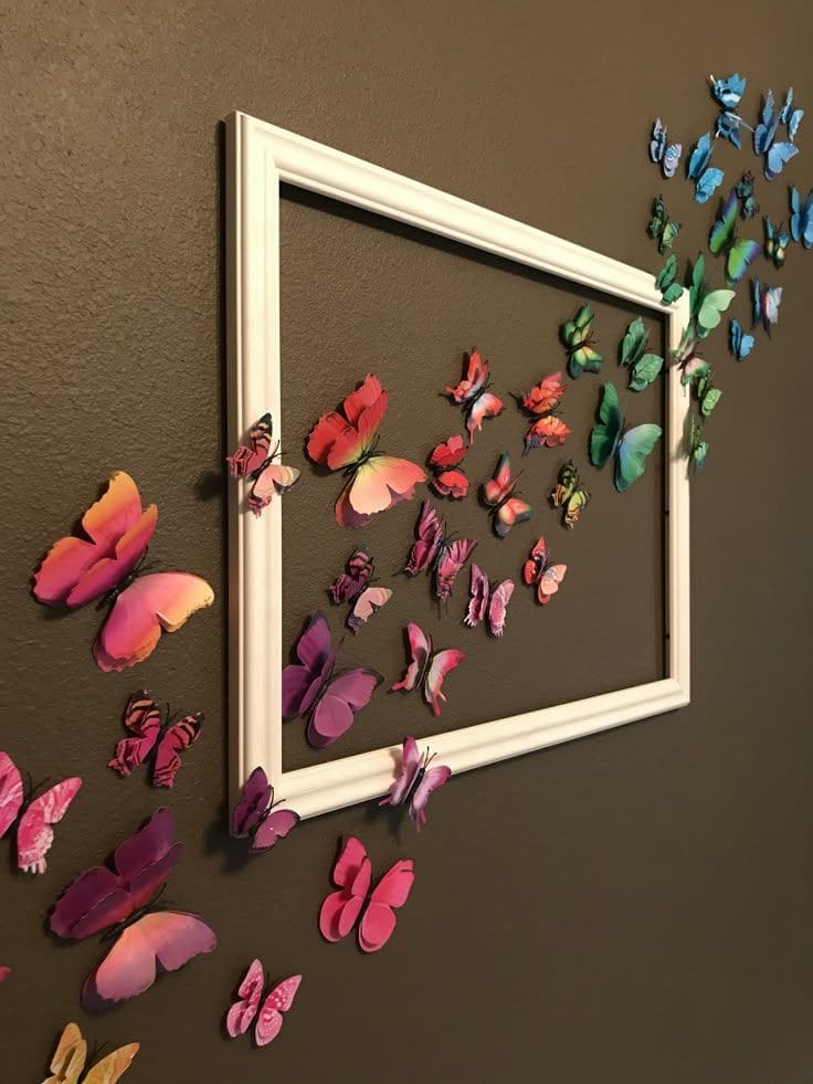 Whimsical Butterfly Swarm Frame Decor